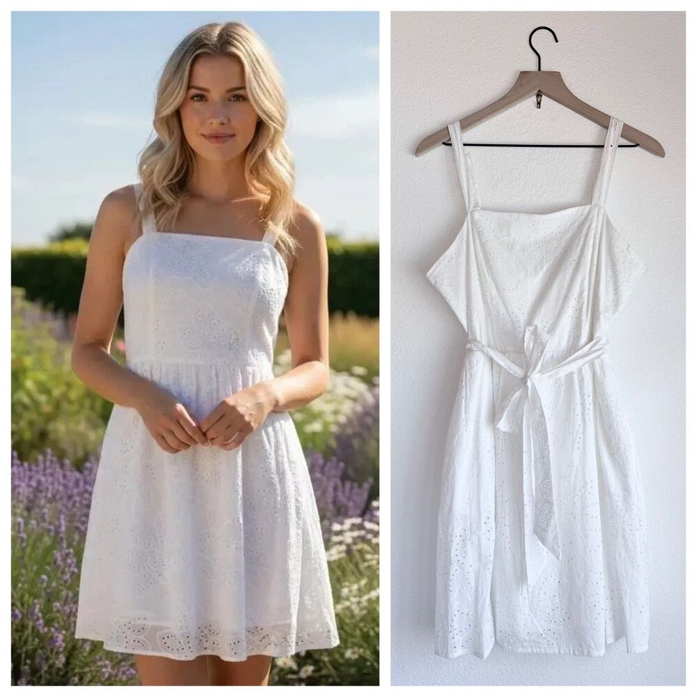 Calypso St Barth White Cotton Eyelet Sleeveless Strappy Dress Size 10 NWT Resort